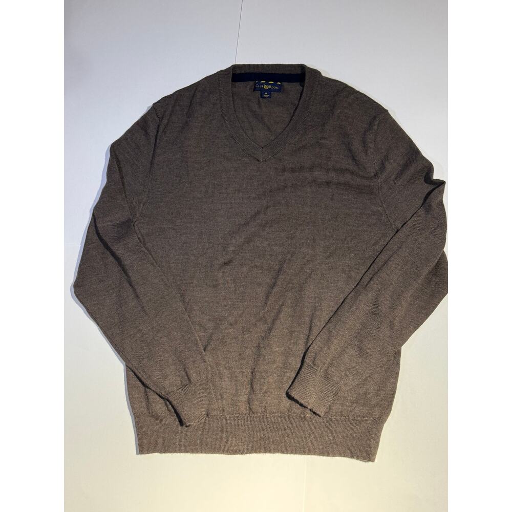 Club Room Men's Brown V-Neck Knit Sweater (Size Medium)